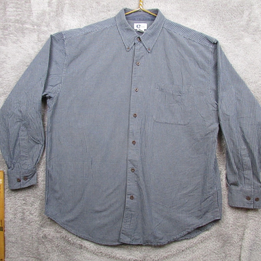 Arizona Jean Company Shirt Mens Large Blue Check Long Sleeve Button Front Casual - Picture 1 of 8